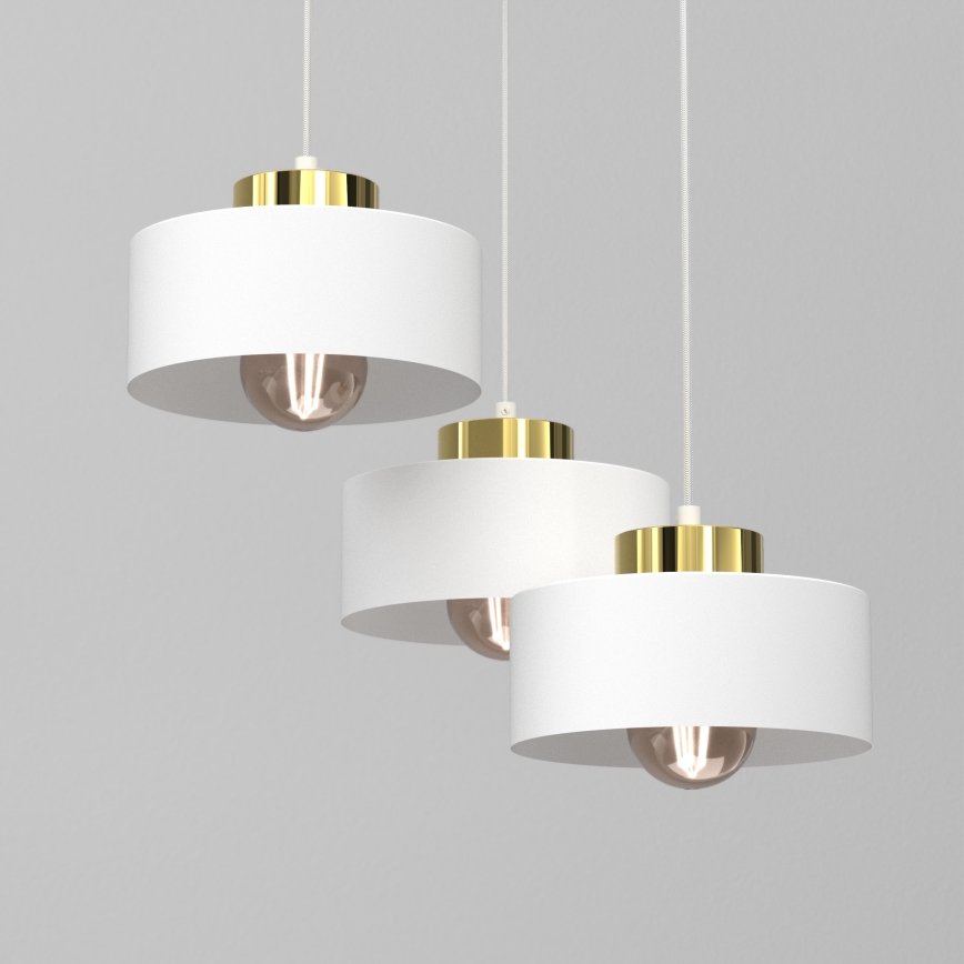 Lampadario a sospensione con filo MARTI 3xE27/15W/230V bianco/oro