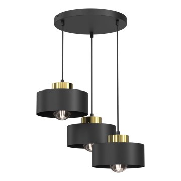 Lampadario a sospensione con filo MARTI 3xE27/15W/230V nero/oro