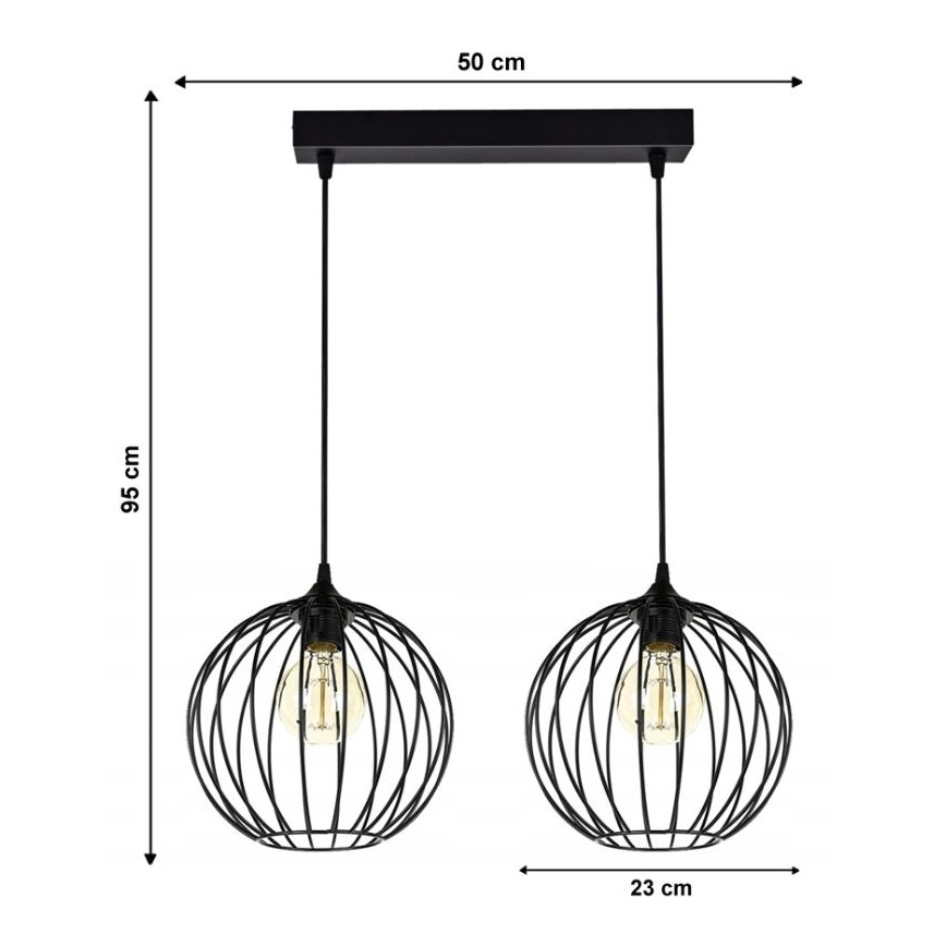 Lampadario a sospensione con filo MATT 2xE27/60W/230V