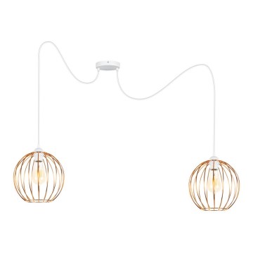 Lampadario a sospensione con filo MATT 2xE27/60W/230V ragno bianco/rame