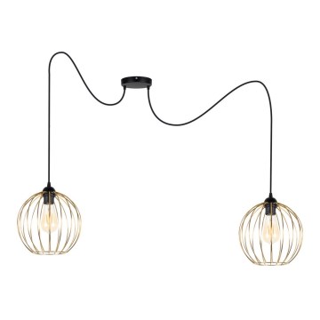 Lampadario a sospensione con filo MATT 2xE27/60W/230V ragno nero/oro