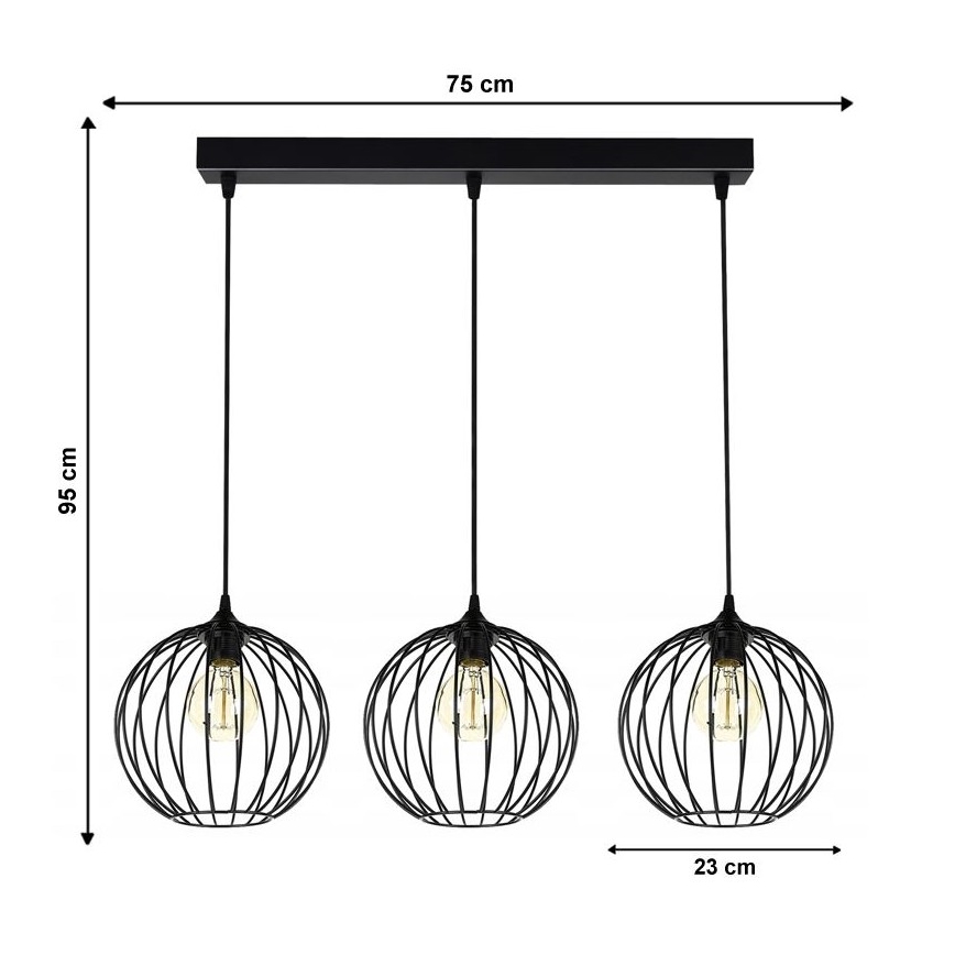 Lampadario a sospensione con filo MATT 3xE27/60W/230V