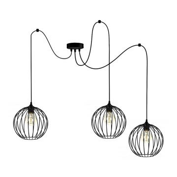 Lampadario a sospensione con filo MATT 3xE27/60W/230V ragno