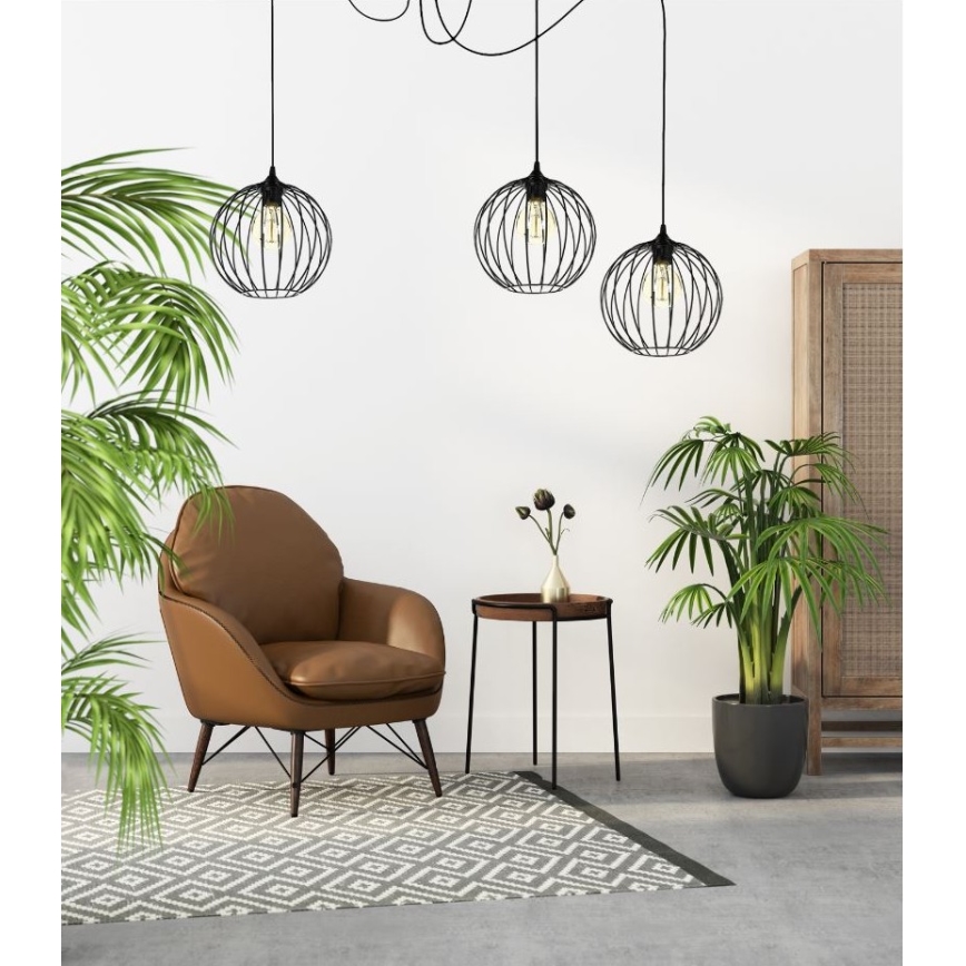 Lampadario a sospensione con filo MATT 3xE27/60W/230V ragno