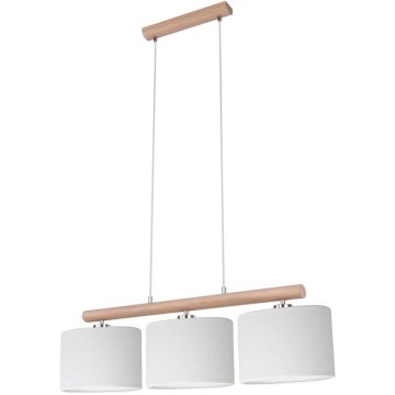 Lampadario a sospensione con filo MERCEDES 3xE27/40W/230V bianco/quercia
