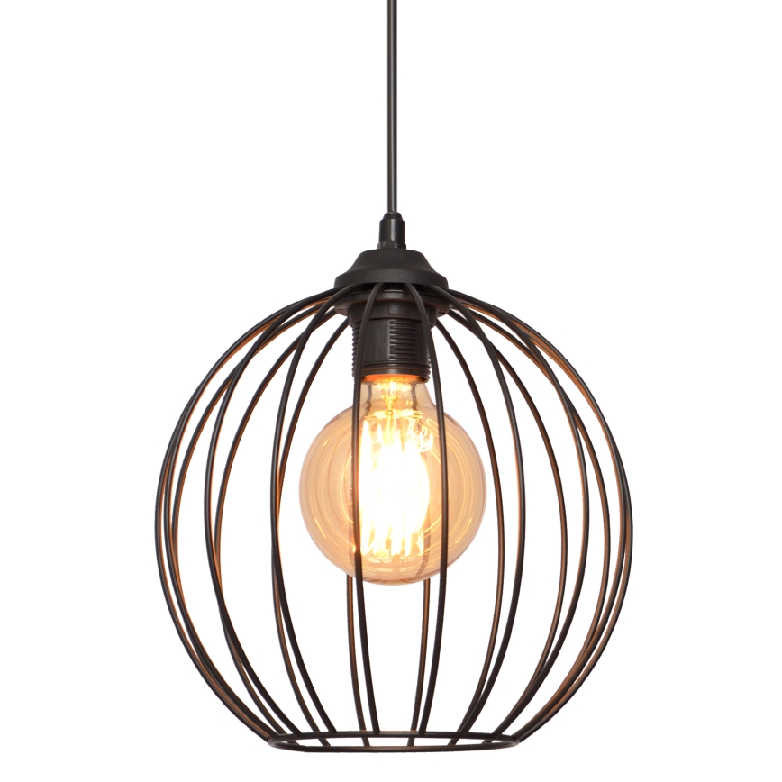 Lampadario a sospensione con filo MERCURE 1xE27/15W/230V diametro 24 cm nero