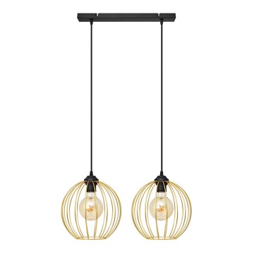 Lampadario a sospensione con filo MERCURE 2xE27/15W/230V oro/nero
