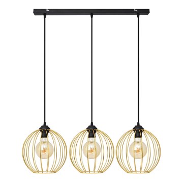 Lampadario a sospensione con filo MERCURE 3xE27/15W/230V oro/nero
