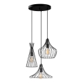 Lampadario a sospensione con filo MEZOPOTAMYA 3xE27/40W/230V nero