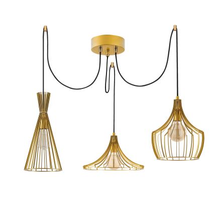 Lampadario a sospensione con filo MEZOPOTAMYA 3xE27/40W/230V ragno oro