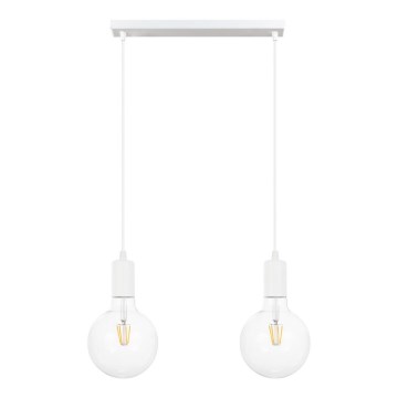 Lampadario a sospensione con filo MIROS 2xE27/60W/230V bianco