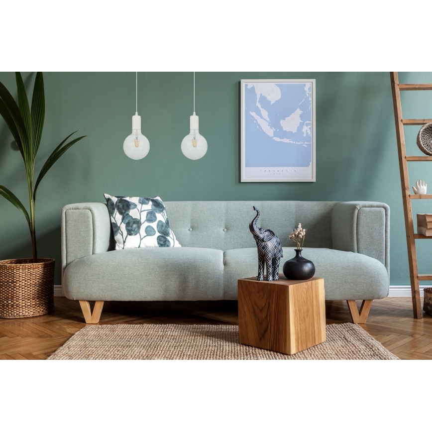Lampadario a sospensione con filo MIROS 2xE27/60W/230V bianco
