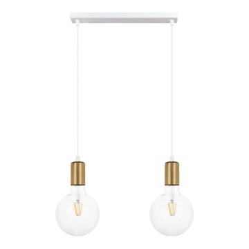 Lampadario a sospensione con filo MIROS 2xE27/60W/230V bianco/oro