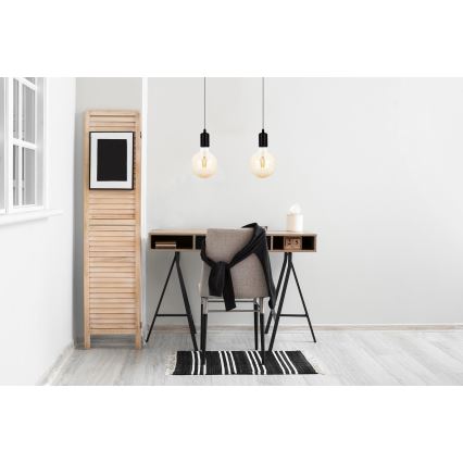 Lampadario a sospensione con filo MIROS 2xE27/60W/230V nero