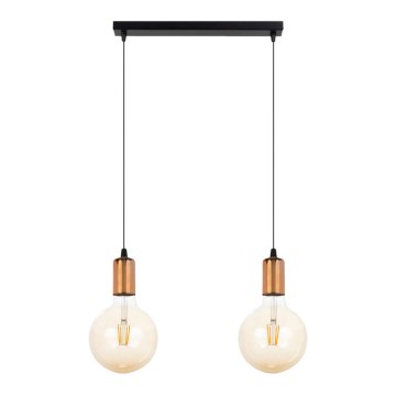 Lampadario a sospensione con filo MIROS 2xE27/60W/230V nero/rame