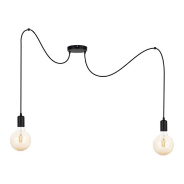 Lampadario a sospensione con filo MIROS 2xE27/60W/230V ragno nero