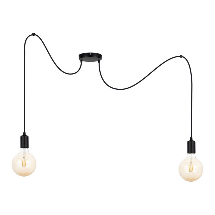 Lampadario a sospensione con filo MIROS 2xE27/60W/230V ragno nero
