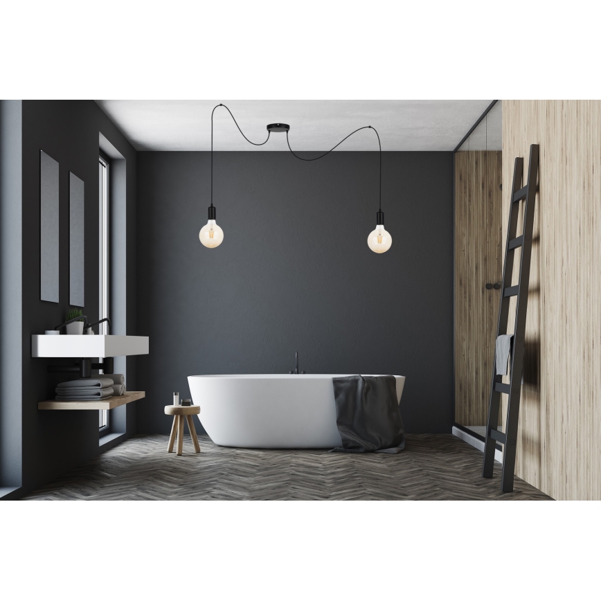 Lampadario a sospensione con filo MIROS 2xE27/60W/230V ragno nero