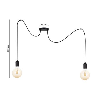 Lampadario a sospensione con filo MIROS 2xE27/60W/230V ragno nero