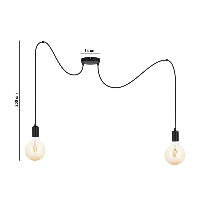 Lampadario a sospensione con filo MIROS 2xE27/60W/230V ragno nero