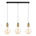 Lampadario a sospensione con filo MIROS 3xE27/60W/230V nero/oro