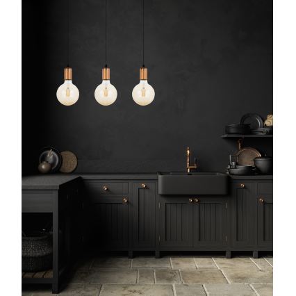 Lampadario a sospensione con filo MIROS 3xE27/60W/230V nero/rame