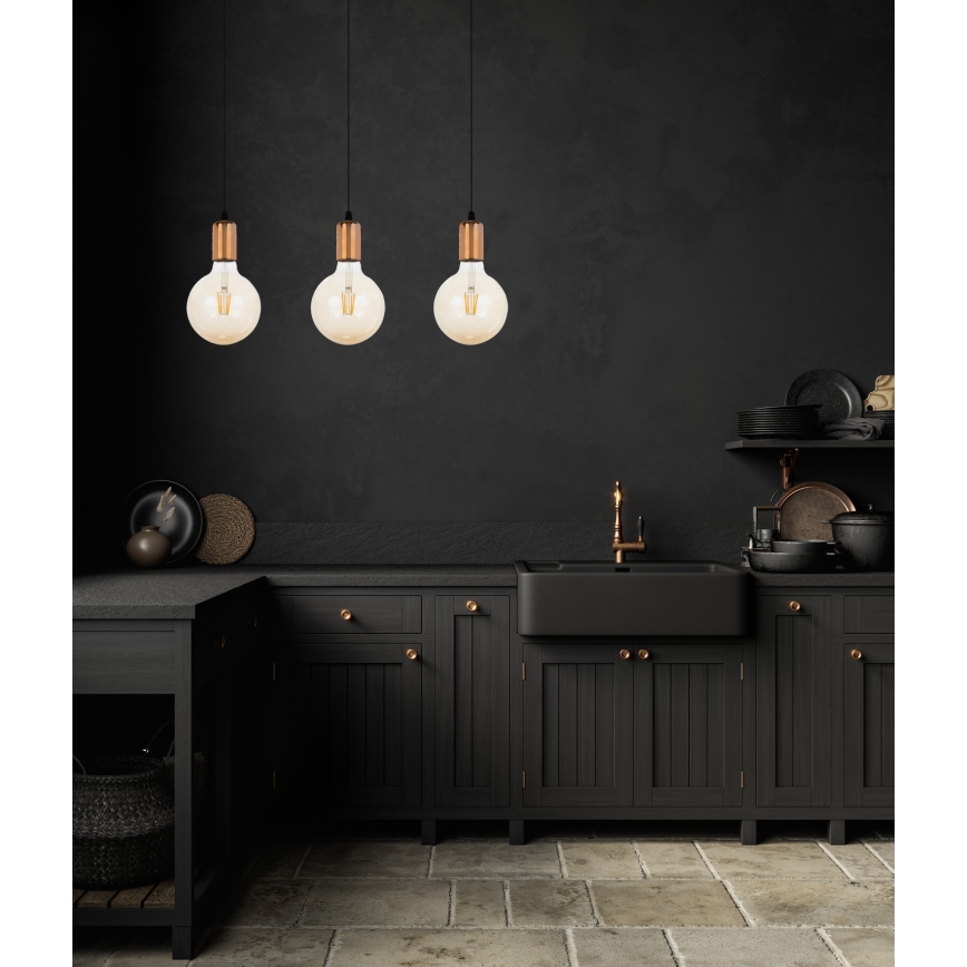 Lampadario a sospensione con filo MIROS 3xE27/60W/230V nero/rame