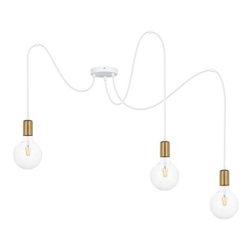 Lampadario a sospensione con filo MIROS 3xE27/60W/230V ragno bianco/oro