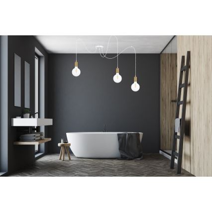 Lampadario a sospensione con filo MIROS 3xE27/60W/230V ragno bianco/oro