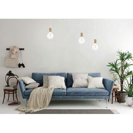 Lampadario a sospensione con filo MIROS 3xE27/60W/230V ragno bianco/oro