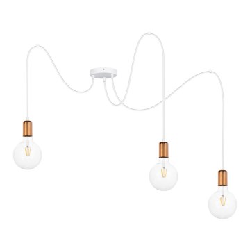 Lampadario a sospensione con filo MIROS 3xE27/60W/230V ragno bianco/rame