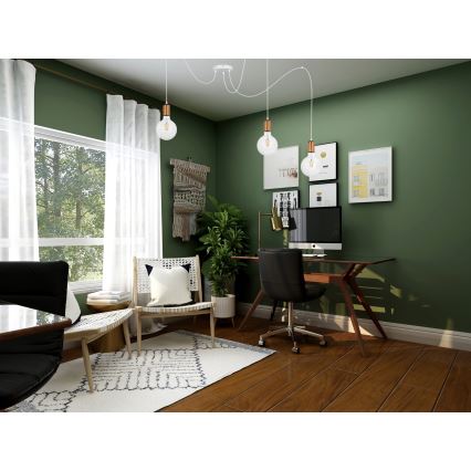 Lampadario a sospensione con filo MIROS 3xE27/60W/230V ragno bianco/rame