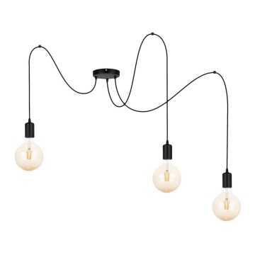 Lampadario a sospensione con filo MIROS 3xE27/60W/230V ragno nero