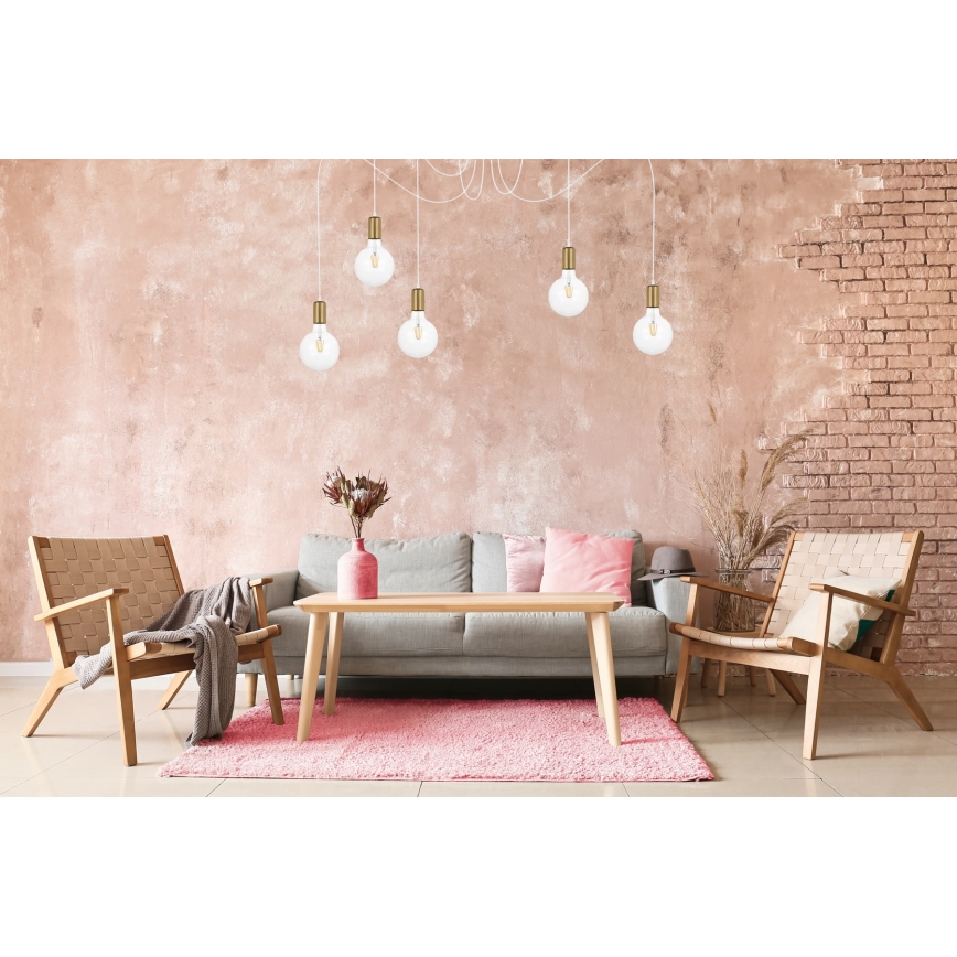 Lampadario a sospensione con filo MIROS 5xE27/60W/230V ragno bianco/oro