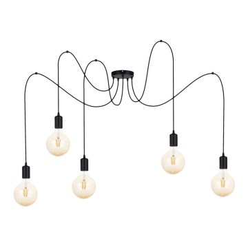 Lampadario a sospensione con filo MIROS 5xE27/60W/230V ragno nero