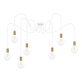 Lampadario a sospensione con filo MIROS 7xE27/60W/230V ragno bianco/oro