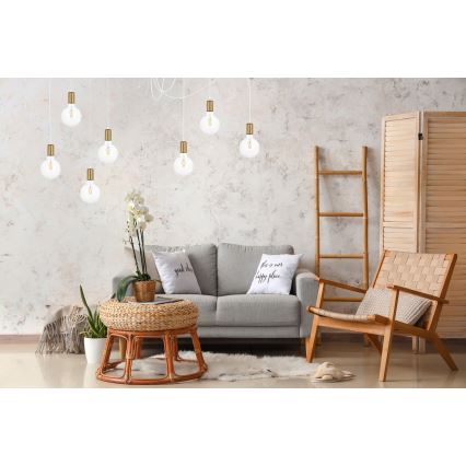 Lampadario a sospensione con filo MIROS 7xE27/60W/230V ragno bianco/oro