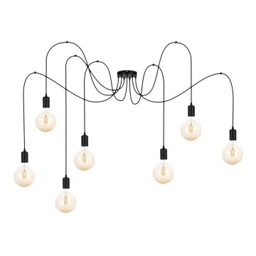 Lampadario a sospensione con filo MIROS 7xE27/60W/230V ragno nero