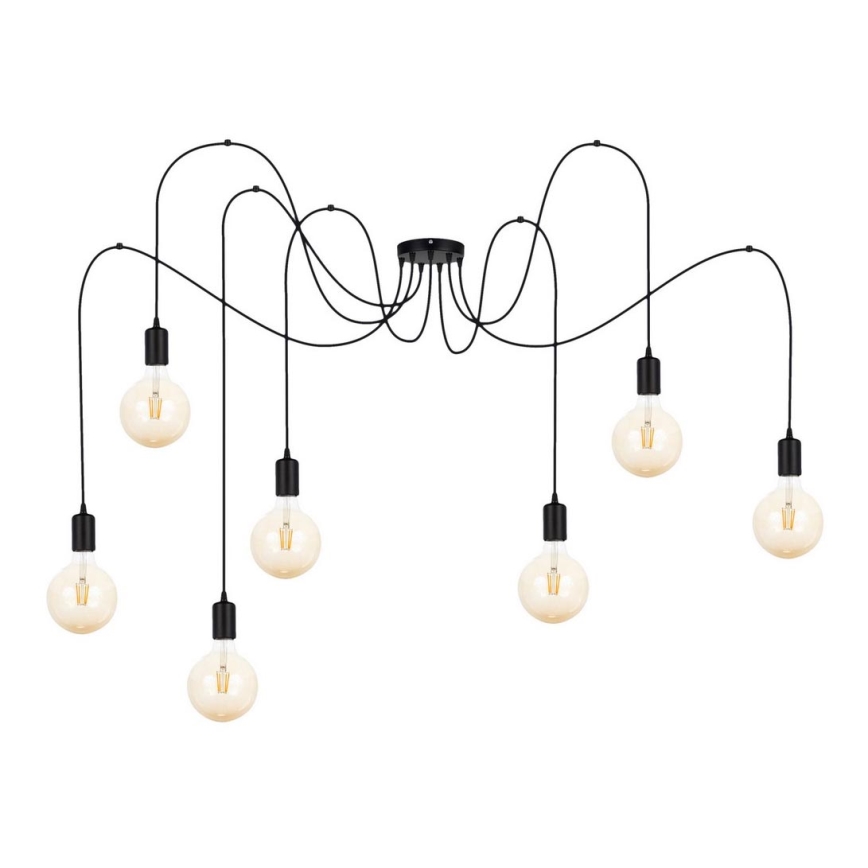 Lampadario a sospensione con filo MIROS 7xE27/60W/230V ragno nero