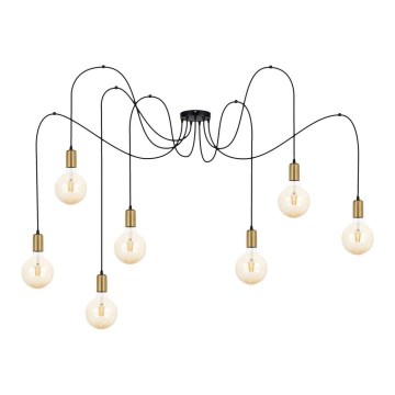 Lampadario a sospensione con filo MIROS 7xE27/60W/230V ragno nero/oro