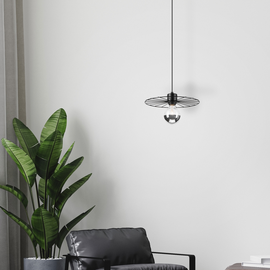 Lampadario a sospensione con filo MONTANA 1xE27/15W/230V diametro 30 cm nero
