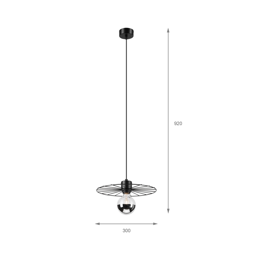 Lampadario a sospensione con filo MONTANA 1xE27/15W/230V diametro 30 cm nero