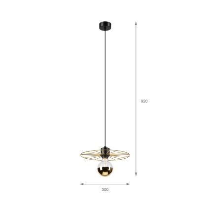 Lampadario a sospensione con filo MONTANA 1xE27/15W/230V diametro 30 cm oro/nero