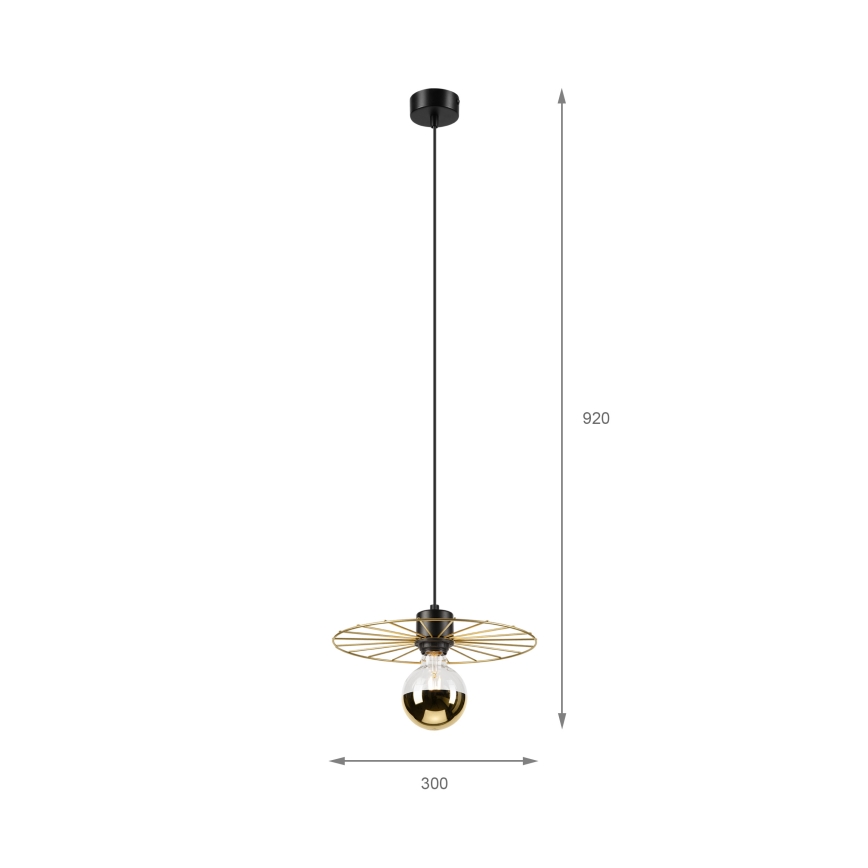 Lampadario a sospensione con filo MONTANA 1xE27/15W/230V diametro 30 cm oro/nero