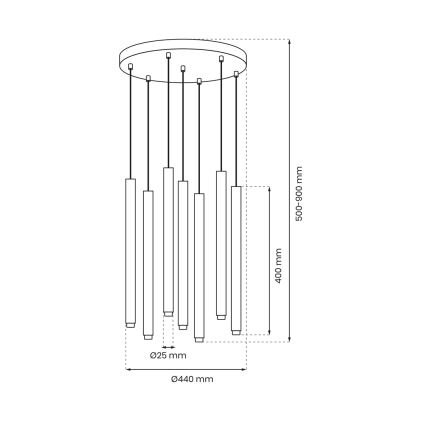 Lampadario a sospensione con filo MONZA 7xG9/8W/230V nero
