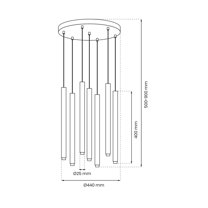 Lampadario a sospensione con filo MONZA 7xG9/8W/230V nero