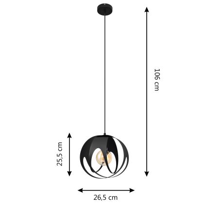 Lampadario a sospensione con filo MOONLIGHT 1xE27/15W/230V nero