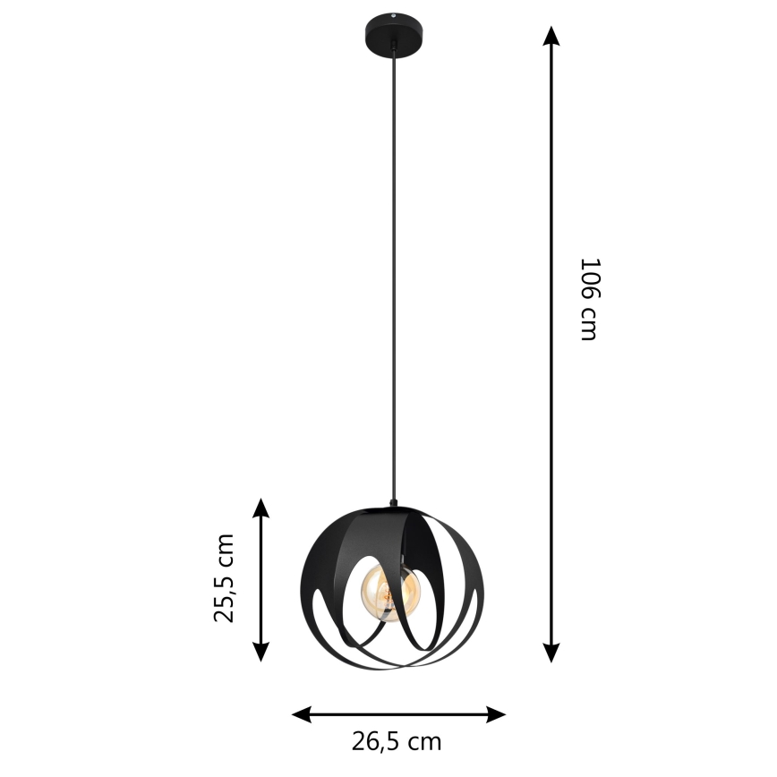 Lampadario a sospensione con filo MOONLIGHT 1xE27/15W/230V nero