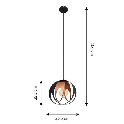 Lampadario a sospensione con filo MOONLIGHT 1xE27/15W/230V nero/rame