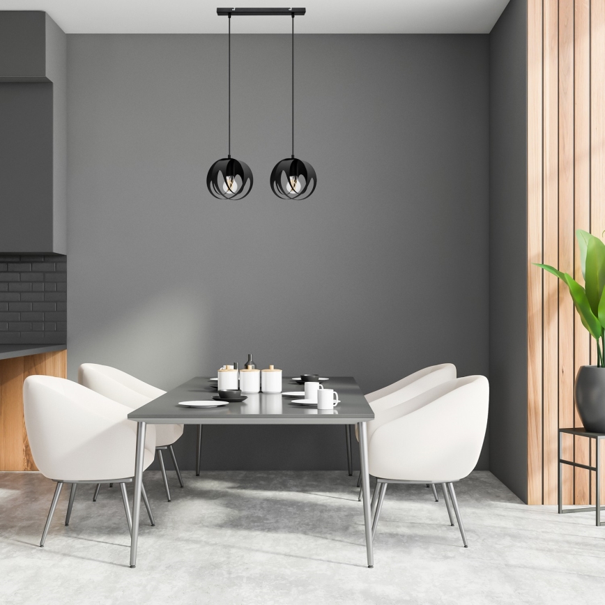 Lampadario a sospensione con filo MOONLIGHT 2xE27/15W/230V nero